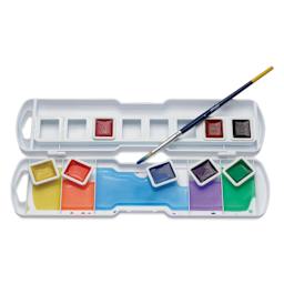 Prang Semi-Moist Watercolor Paint - Square Pans, Assorted, Set of 8 has a usable palette lid