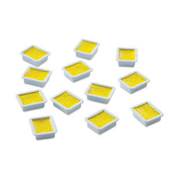 Prang Semi-Moist Watercolor Pans - Set of 12 Refill Pans, Yellow, Square