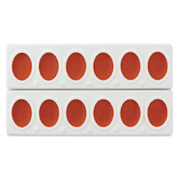 Prang Oval Watercolor Refills arrive packaged in two rows, ready to be separated