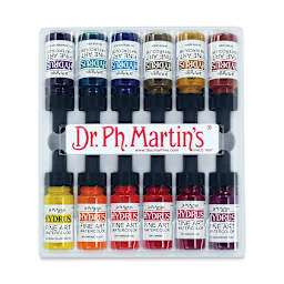 Dr. Ph. Martin's Hydrus Fine Art Liquid Watercolors - Set 3, 12 Assorted colors, 0.5 oz Bottles