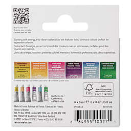 Winsor & Newton Professional Watercolor Set of 6, Vibrant Colors back of package
