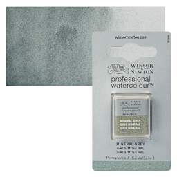 Winsor & Newton Professional Watercolor - Mineral Gray, Half Pan and swatch