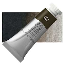 Winsor & Newton Professional Watercolor - Sepia, 14 ml Tube and swatch