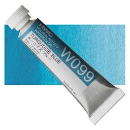 Holbein Artists' Watercolor - Turquoise Blue, 5 ml tube and swatch