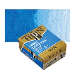 Holbein Artists' Watercolor Half Pan - Cerulean Blue and swatch