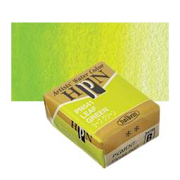 Holbein Artists' Watercolor Half Pan - Leaf Green and swatch