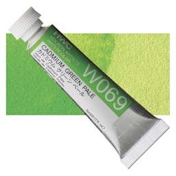 Holbein Artists' Watercolor - Cadmium Green Pale, 5 ml tube and swatch