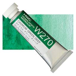 Holbein Artists' Watercolor - Cadmium Green Deep, 15 ml tube and swatch