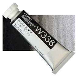 Holbein Artists' Watercolor - Ivory Black, 15 ml tube and swatch