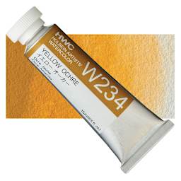 Holbein Artists' Watercolor - Yellow Ochre, 15 ml Tube and swatch