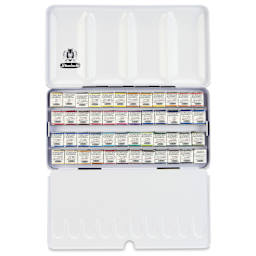 Schmincke Horadam Aquarell Watercolor Pans - Set of 48, Assorted Colors, Half Pans, open tin
