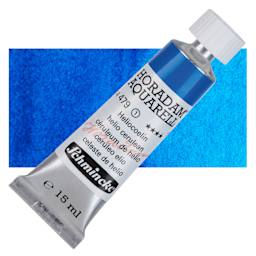 Schmincke Horadam Aquarell Artist Watercolor - Helio Cerulean, 15 ml tube and swatch