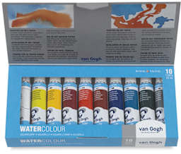 Van Gogh Watercolors Set- 10-Tube Set, inside cover view
