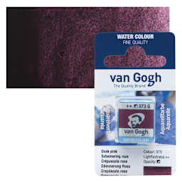 Van Gogh Watercolor Half Pan - Dusk Pink pan and swatch