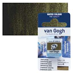 Van Gogh Watercolor Half Pan - Dusk Yellow pan and swatch
