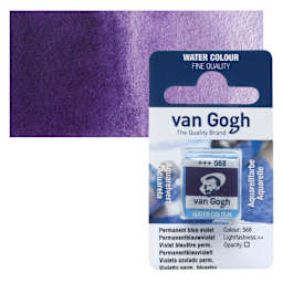Van Gogh Watercolor Half Pan - Permanent Blue Violet pan and swatch