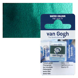 Van Gogh Watercolor Half Pan - Phthalo Green pan and swatch