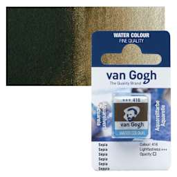 Van Gogh Watercolor Half Pan - Sepia pan and swatch