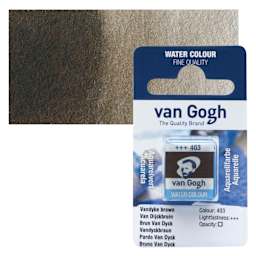 Van Gogh Watercolor Half Pan - Vandyke Brown pan and swatch
