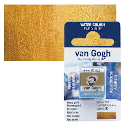 Van Gogh Watercolor Half Pan - Deep Gold pan and swatch
