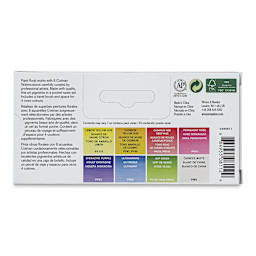 Winsor & Newton Cotman Watercolor Set - Floral Pocket Set, Set of 8, Half Pans (Back of packaging)