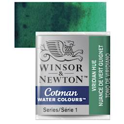Winsor & Newton Cotman Watercolor Half Pan - Viridian Hue and swatch