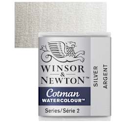 Winsor & Newton Cotman Watercolor Half Pan- Silver and swatch