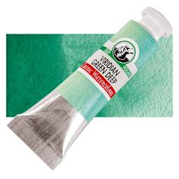 Old Holland Classic Artist Watercolor - Viridian Green Deep, 6 ml tube and swatch