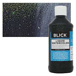 Blick Liquid Watercolors - Glitter Black, 8 oz bottle and swatch
