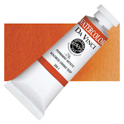 Da Vinci Artists' Permanent Watercolor - Benzimida Orange Deep, 37 ml tube and swatch