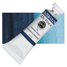 Da Vinci Artists' Permanent Watercolor - Prussian Blue (Green Shade), 15 ml tube and swatch