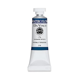 Da Vinci Artists' Permanent Watercolor - Phthalo Turquoise, 15 ml tube