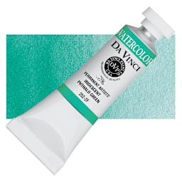 Da Vinci Artists' Permanent Watercolor - Iridescent Phthalo Green, 15 ml tube and swatch