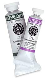 Da Vinci Artists' Permanent Watercolor Tubes - 37 ml Sap Green and 15 ml Lilac Tubes upright