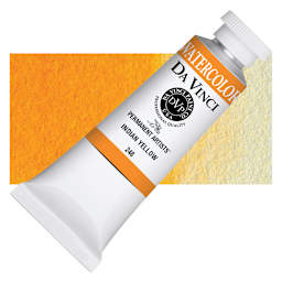 Da Vinci Artists' Permanent Watercolor - Indian Yellow, 37 ml tube and swatch