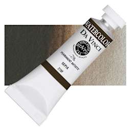 Da Vinci Artists' Permanent Watercolor - Sepia, 15 ml tube and swatch