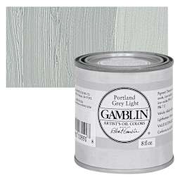 Gamblin Artist's Oil Color - Portland Grey Light, 8 oz Can and swatch