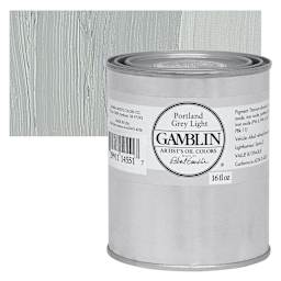 Gamblin Artist's Oil Color - Portland Grey Light, 16 oz Can and swatch