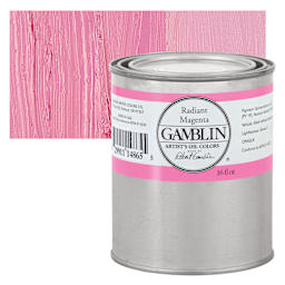 Gamblin Artist's Oil Color - Radiant Magenta, 16 oz Can and swatch