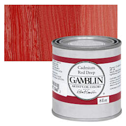 Gamblin Artist's Oil Color - Cadmium Red Deep, 8 oz Can and swatch