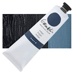 Gamblin Artist's Oil Color - Indigo, 150 ml tube and swatch