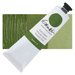 Gamblin Artist's Oil Color - Bush Green, 150 ml tube and swatch