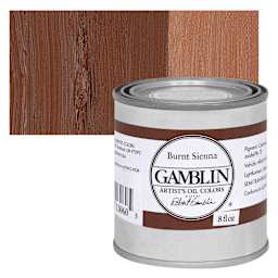 Gamblin Artist's Oil Color - Burnt Sienna, 8 oz Can and swatch