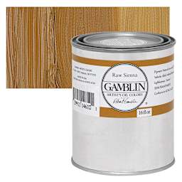 Gamblin Artist's Oil Color - Raw Sienna, 16 oz Can and swatch