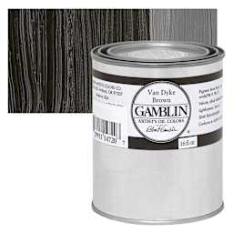 Gamblin Artist's Oil Color - Van Dyke Brown, 16 oz Can and swatch