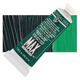 Grumbacher Max Artists' Water Miscible Oil Color - Thalo Green (Yellow Shade), 37 ml tube and swatch