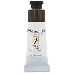 Richeson Shiva Oil Paints - Tube of Burnt Umber shown upright