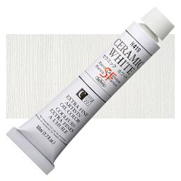Holbein Artists' Oil Color - Ceramic White, 50 ml tube and swatch
