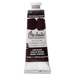 Grumbacher Pre-Tested Artists' Oil Color - Lamp Black, 1.25 oz tube
