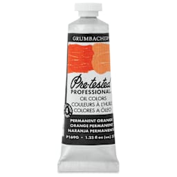 Grumbacher Pre-Tested Artists' Oil Color - Permanent Orange, 1.25 oz tube
